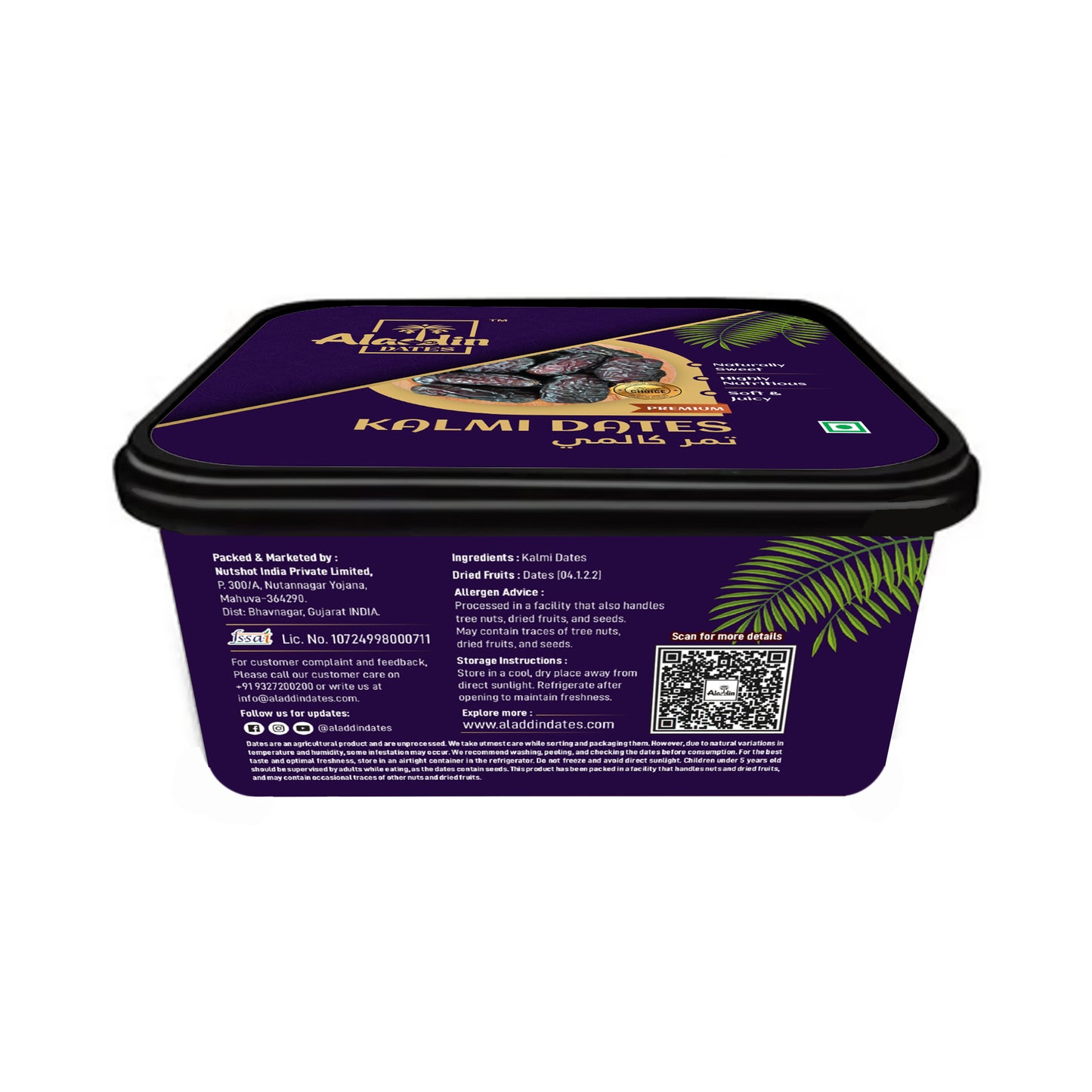 Aladdin Dates Kalmi Dates/Khajoor 800 Grams ( 400 Grams * Pack of 2)| IML Continer Packed| Rich in Fibre| Naturally Sweet |Naturally Low-Fat Food|Natural Sweetness