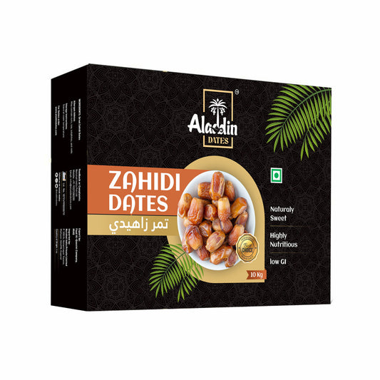 Aladdin Dates Premium Dried Zahidi Brown Dates 10 Kg, Khajur/Khajoor Dry Fruits, Energy Booster, High Fibre, Soft & Juicy, Healthy Snacks