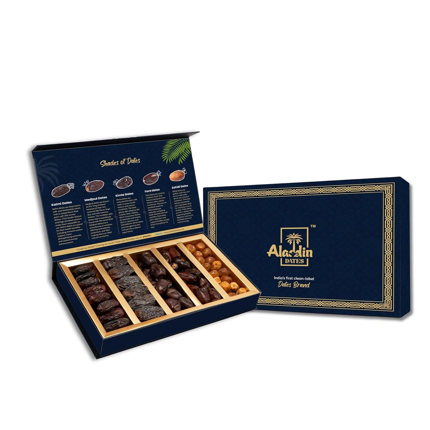 Aladdin Dates Gift Box – Premium Assorted Dates (5 Varieties from 5 Countries) | Healthy Festive Gift Pack