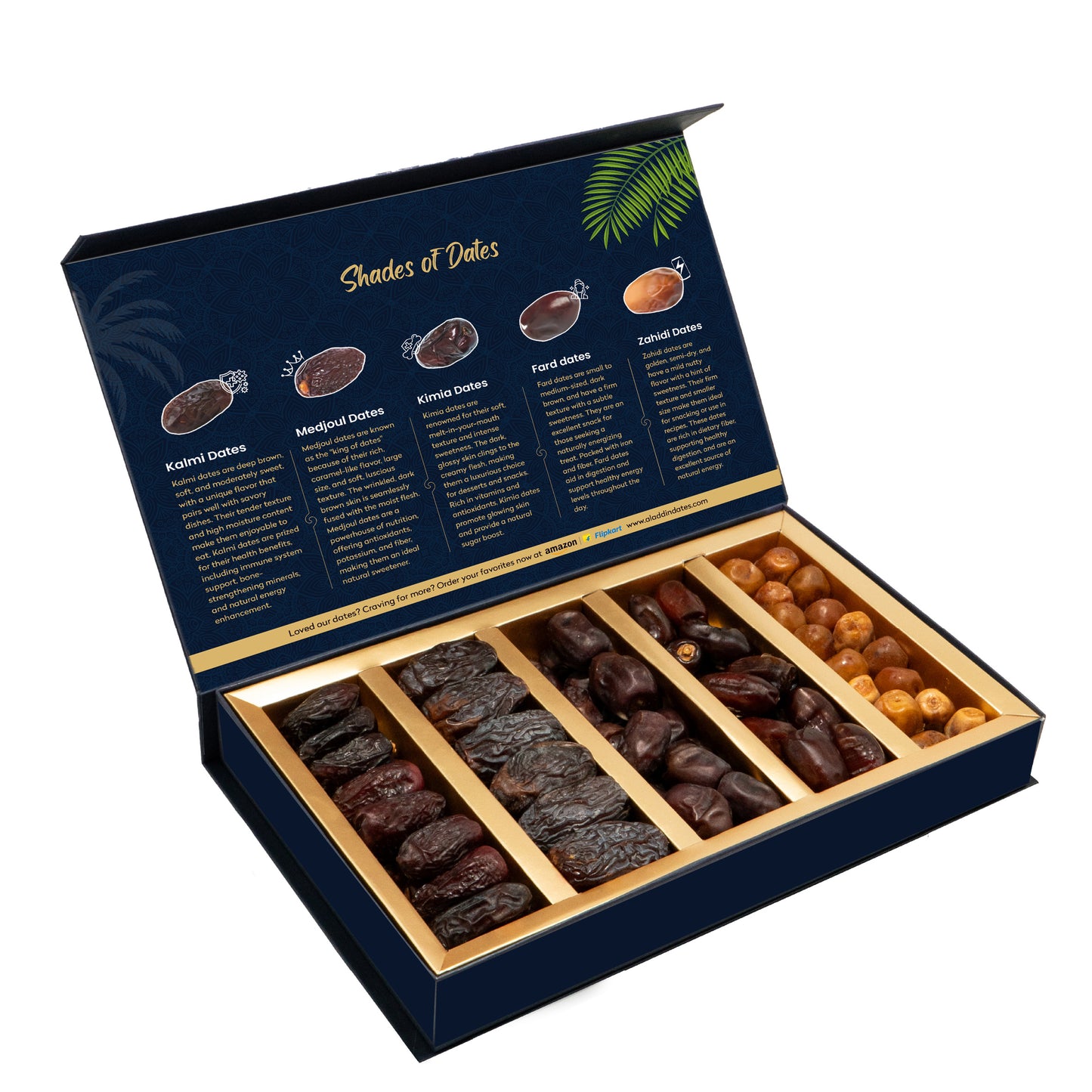 Aladdin Dates Gift Box – Premium Assorted Dates (5 Varieties from 5 Countries) | Healthy Festive Gift Pack