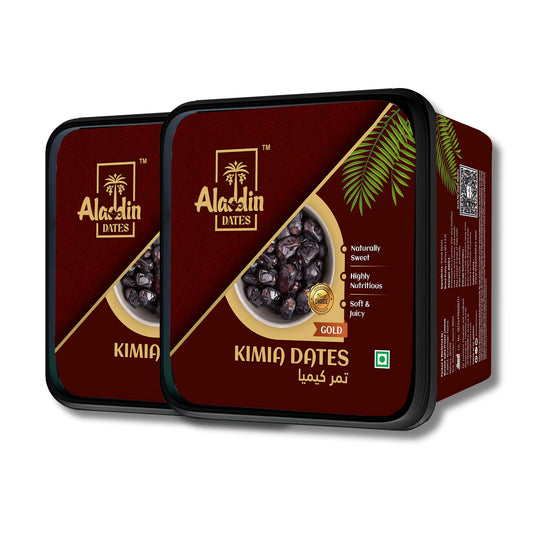 Aladdin Dates Black Kimia Dates/Khajoor 1 Kg (500 Grams * Pack of 2)| IML Continer Packed | Mazafati Dates | Soft Khajur | Natural & Healthy Snack | Khajur/ Khajoor